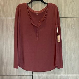 a.n.a. NWT Henley T-shirt Mauve Pink Large